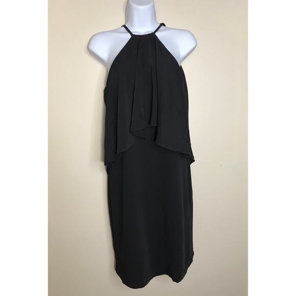 Trina Turk True Love Halter Dress XS Black Layered Ruffle - Picture 1 of 10